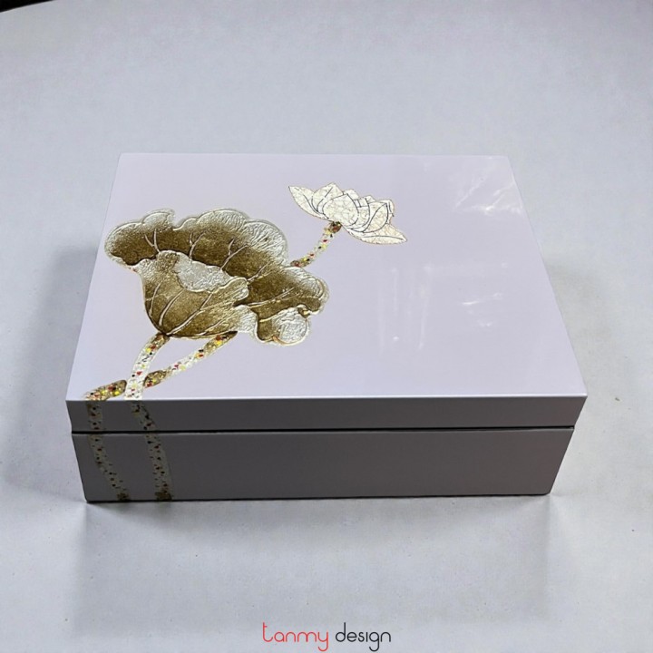 Rectangle lacquer box hand painted with lotus 15*20cm ( different designs )